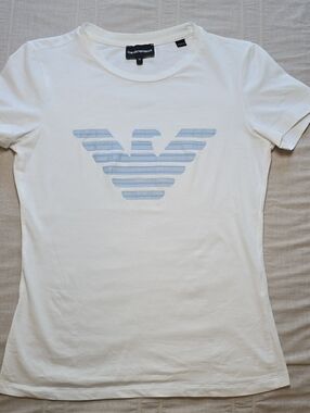 Emporio Armani  White Logo Tee Italian Size 42 (SmallMedium) See Measurements